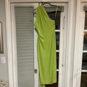 MISHA COLLECTION Lime One-Shoulder Dress